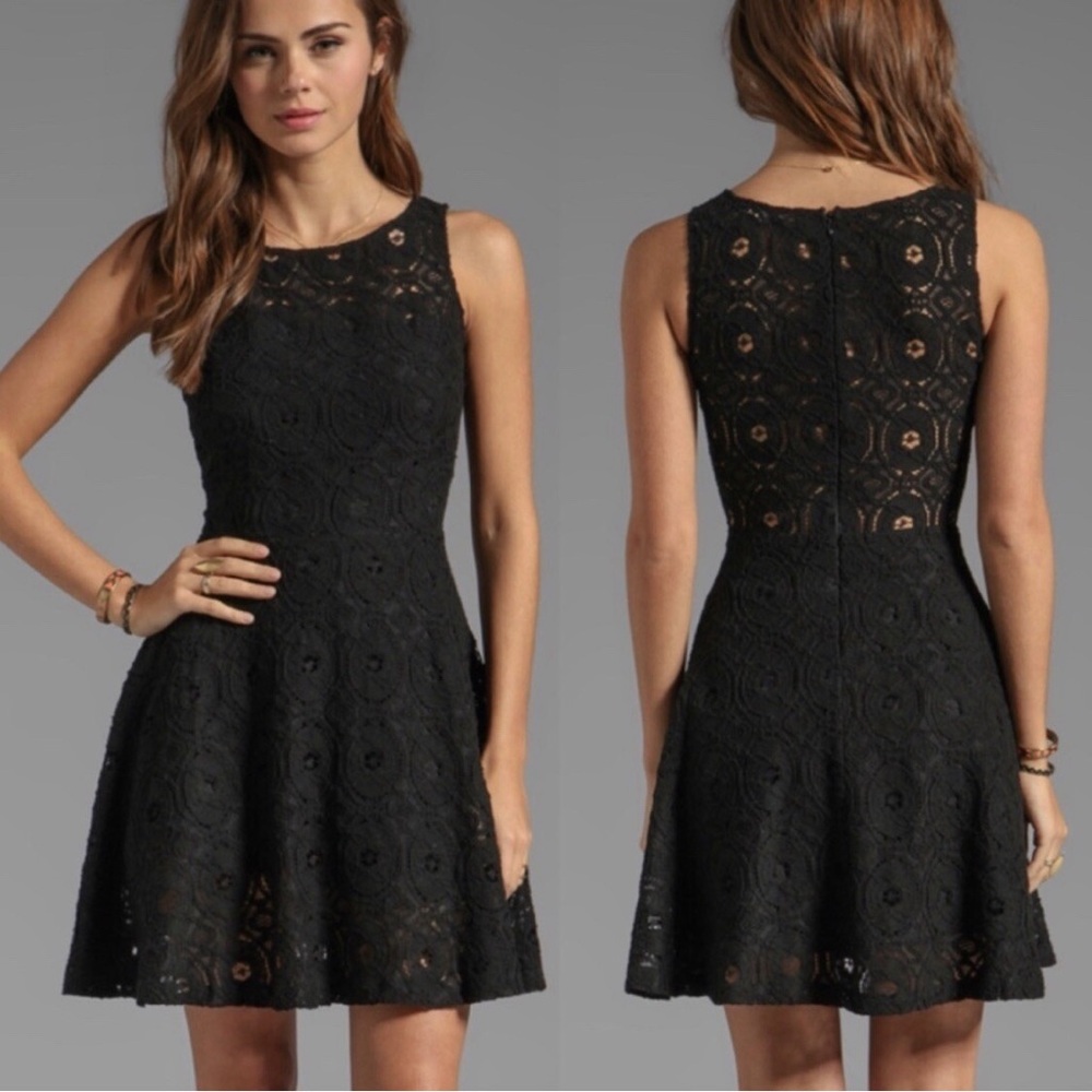 BB Dakota Black Lace Skater Dress